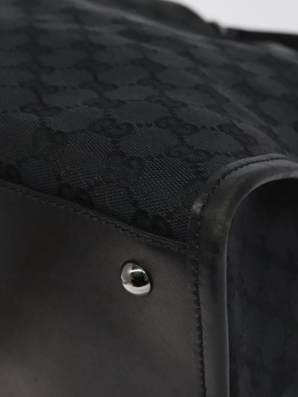 GUCCI GG Canvas Tote Bag Black Silver 109101 Auth nb119 - Picture 5 of 16